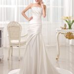 Beautiful Court Train Wedding Dress with Strapless Neckline Ivory and Mermaid Silhouette