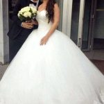 Ball Gown Lace Tulle Wedding Dress with Sweetheart Neckline and Strapless Design Ivory