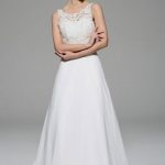 Rhinestone Lace Satin Wedding Gown Ivory with Illusion Details