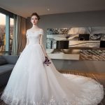 Cathedral Train Bridal DressIvory Off The Shoulder Lace Beading Wedding Dresses
