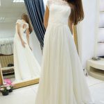 A-Line Bateau Keyhole Floor-Length Wedding DressLace Chiffon