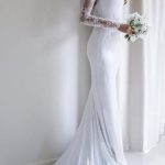 Court Mermaid Wedding Dress with Long Sleeve Fishtail and Lace Elastic Satin