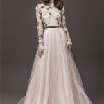 Pleated Tulle Bridal Gowns OnlineFloral A-line Wedding Dresses with Long Sleeves