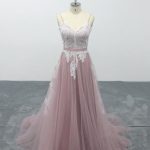 A-Line Wedding Dress with Spaghetti StrapsLace Tulle