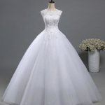 Appliques Tulle A-Line Wedding Dress with Lace-Up Back