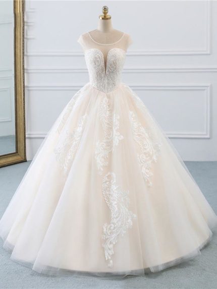 Ball Gown Wedding Dresses with Lace-Up Design