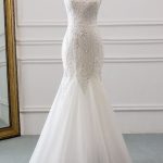 Mermaid Wedding Dress with Floor Length and Lace-Up Back