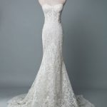 Mermaid Bridal Dresses with V Neckline and Floor Length with TrainLace Wedding Dress
