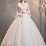 Ivory Lace Applique Princess Bridal Gown with Off The Shoulder Design