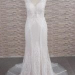 Latest Lace Chiffon A-Line Wedding Dress with V-Neckline