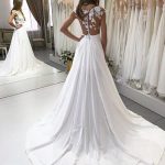 Chiffon Court-Length Wedding Dress with Lace Details