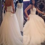 Strapless Court Tulle A-Line Wedding Dress with Beaded Waistband