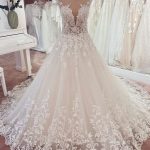 A-Line Wedding Dress with Ruffles and Backless DesignLace