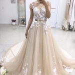 Bateau Neck Polyester Half Sleeve Backless Wedding Dresses with PocketsLong A-Line Style