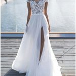 Off The Shoulder Lace Chiffon Wedding Dresses with SleevesLong A-Line Style