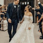 Off The Shoulder Lace Wedding Dress With SleevesLong A-Line Style