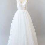 Sequins Tulle Backless Wedding DressLong A-Line Style