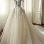 Organza Lace Wedding Dresses with SleevesLong A-Line Style