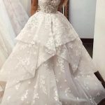 Strapless Sweep Brush Train Lace Tulle Wedding DressesLong A-Line