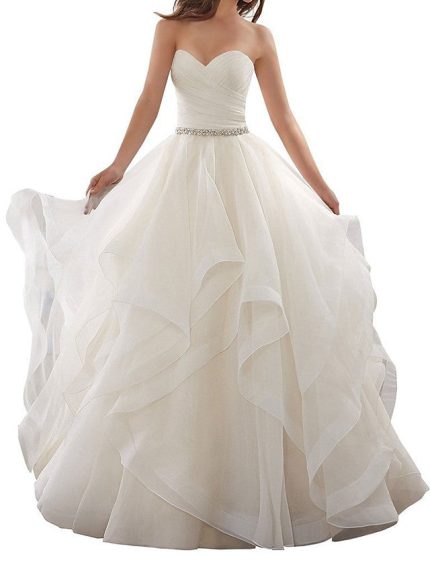 Sweetheart Organza Wedding Dresses in Long A-Line Style
