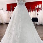 Tulle Jewel Lace Appliques Wedding Dresses in Long A-Line Style