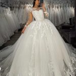 Ball Gown with Sweetheart Neckline Adorned with Appliques Lace and Tulle