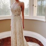 Mermaid Wedding Dress with Bateau Neckline Adorned with Lace and a Pearl Sash