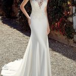 Mermaid Wedding Dress with Jewel Neckline and Sweep Brush Train crafted from Chiffon for a Graceful Look