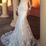 Elegant Jewel Neck Mermaid Lace Tulle Wedding Dress