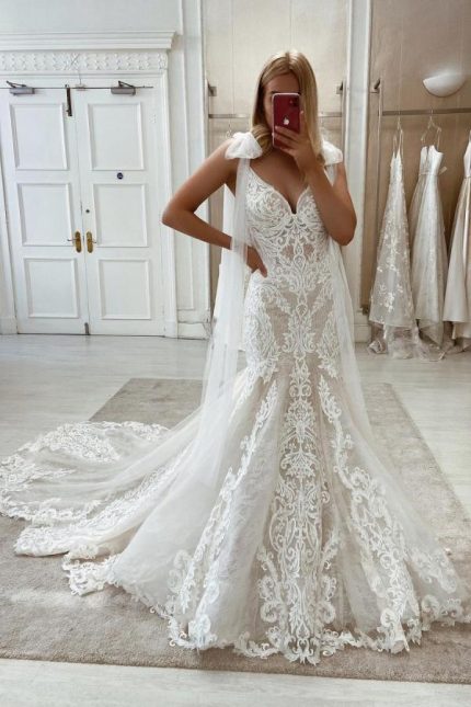 Sweetheart Backless Mermaid Lace Wedding Dress