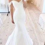 Satin Off the Shoulder Mermaid Wedding Dress