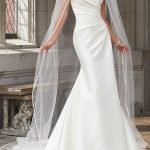 Satin Off the Shoulder Mermaid Wedding Dress Romantic