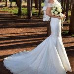 Off-the-Shoulder Wedding Dress with Lace Appliques