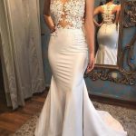Satin Applique Lace Court Train Mermaid Wedding Dress