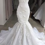 Spaghetti Strap Appliques Lace Mermaid Wedding Dress