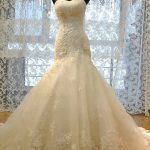 Strapless Court Train Lace Organza Mermaid Wedding Dresses