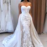 Sweetheart Appliques Lace Tulle Mermaid Wedding Dress