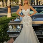 Sweetheart Tulle Lace Backless Mermaid Wedding Dress