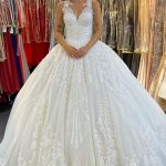 V-Neck Backless Lace Princess Bridal Gown