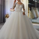 Bateau Neck Sequin Lace A-Line Bridal Dress