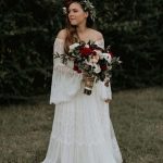 Floor-Length Boho Chic Lace Wedding Gowns with Long Sleeves