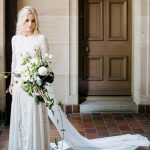 Floor Length Lace Wedding Dresses with Backless Design Long Sleeves