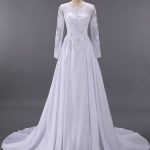 Sweep Train Wedding Dresses with Beaded Detail and Long Sleeves