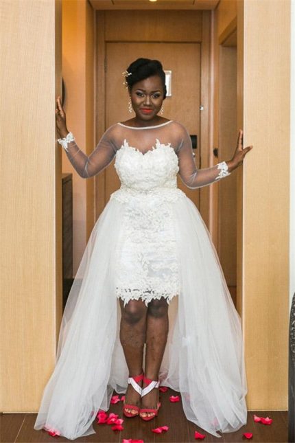 Silver High Neck Lace Mermaid Luxurious Wedding Dresses Long Sleeves