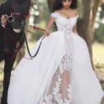 Mermaid Wedding Dresses with Lovely Lace and Detachable Skirts