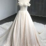 Off-Shoulder Sparkle A-Line Wedding Dress with Luxurious Design