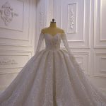 Lace Sweetheart Long Wedding Dresses with Luxurious Ball Gown and 3D Lace Sleeves