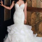 Sweetheart Neck Ruffled Skirt Bridal Gowns with Luxurious Mermaid Beading Wedding Dresses