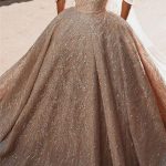 A-Line Satin Bridal Gowns with Luxurious Sequins Ball Gowns for Women Off-the-Shoulder