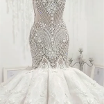 Sleeveless Mermaid Wedding Bridal Gowns with Luxurious Appliques and Rhinestones